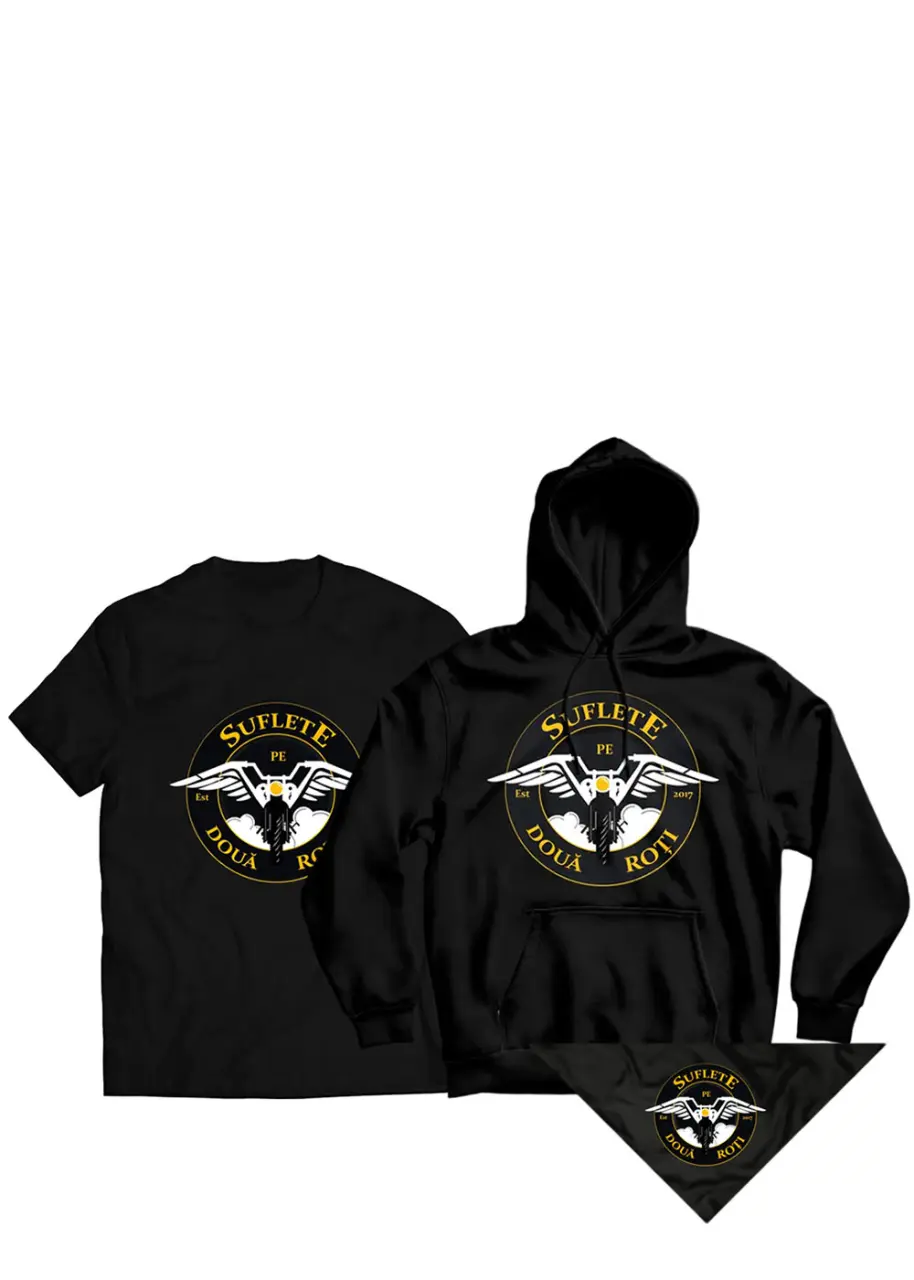 PACK TRICOU SI HANORAC SUFLETE PE DOUA ROTI = BANDANA